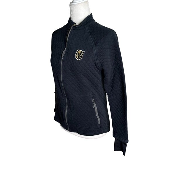 Vegas Golden Knights Quilted Full Zip Jacket Medium Black Pockets Embroidered - Picture 5 of 6
